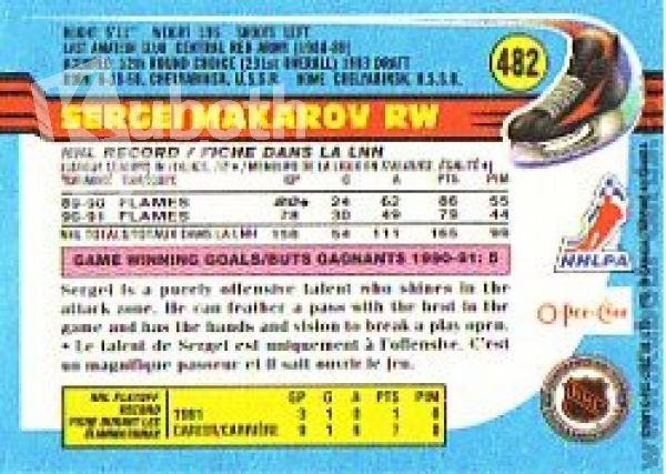 NHL 1991-92 O-Pee-Chee - No 482 - Sergei Makarov