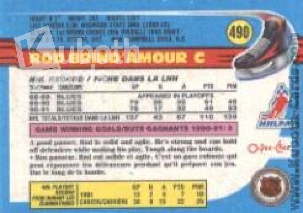 NHL 1991-92 O-Pee-Chee - No 490 - Rod Brind'Amour