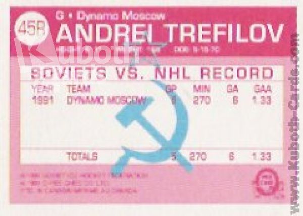 NHL 1991-92 O-Pee-Chee - No 45R - Andrei Trefilov