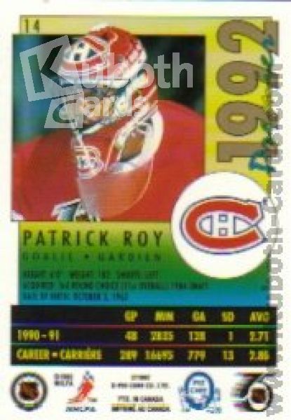 NHL 1991-92 OPC Premier - No 14 - Patrick Roy