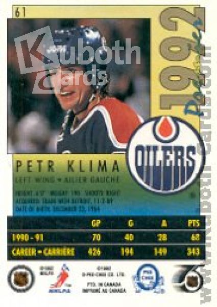 NHL 1991-92 OPC Premier - No 61 - Petr Klima