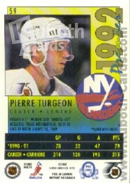 NHL 1991-92 OPC Premier - No 59 - Pierre Turgeon