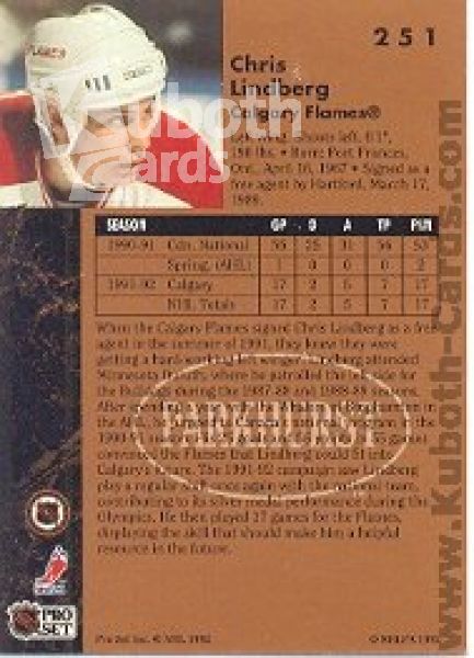 NHL 1991-92 Parkhurst - No. 251 - Chris Lindberg