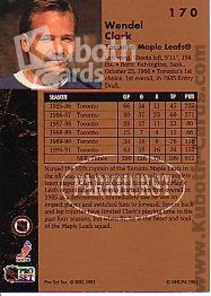 NHL 1991-92 Parkhurst - No 170 - Wendel Clark