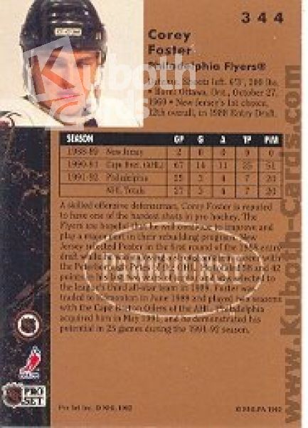 NHL 1991-92 Parkhurst - No. 344 - Corey Foster