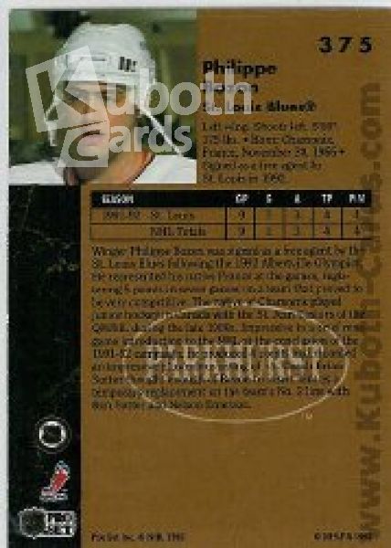 NHL 1991-92 Parkhurst French - No. 375 - Philippe Bozon