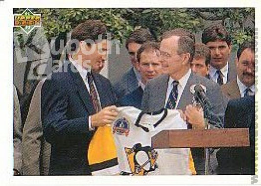 NHL 1991-92 Upper Deck - No 47 - Mario Lemieux / George Bush