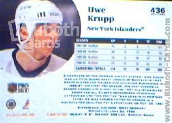 NHL 1991-92 ProSet - No 436 - Uwe Krupp