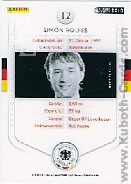 Soccer 2010/11 Panini DFB - No 12 - Simon Rolfes