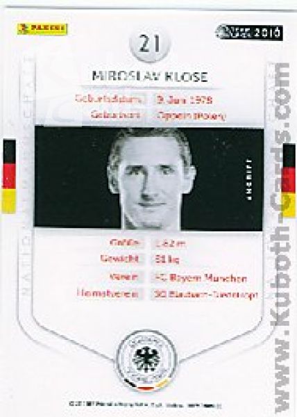 Soccer 2010/11 Panini DFB - No 21 - Miroslav Klose