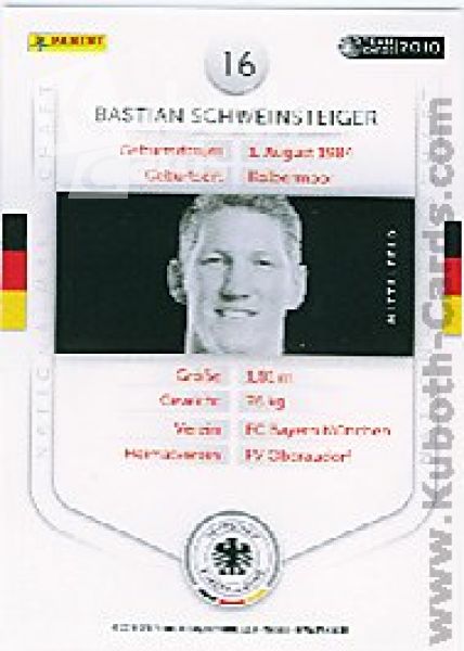 Soccer 2010/11 Panini DFB - No 16 - Bastian Schweinsteiger