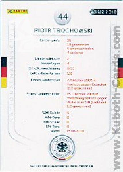 Football 2010/11 Panini DFB - No 44 - Piotr Trochowski