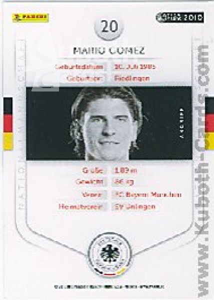 Soccer 2010/11 Panini DFB - No 20 - Mario Gomez