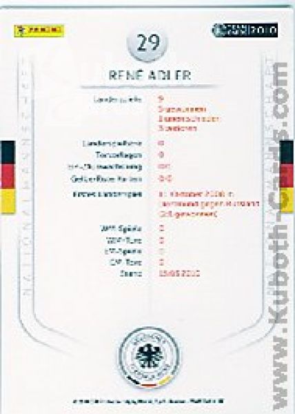 Soccer 2010/11 Panini DFB - No 29 - René Adler