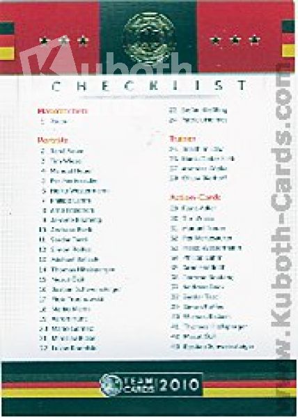 Football 2010/11 Panini DFB - No 75 - Checklist