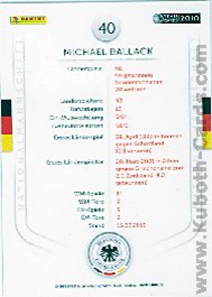 Football 2010/11 Panini DFB - No 40 - Michael Ballack