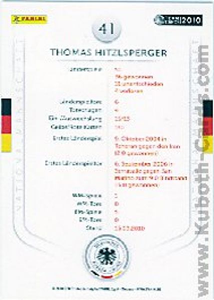 Football 2010/11 Panini DFB - No 41 - Thomas Hitzlsperger