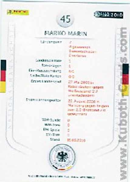 Soccer 2010/11 Panini DFB - No 45 - Marko Marin