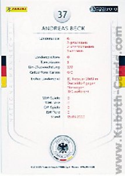 Football 2010/11 Panini DFB - No 37 - Andreas Beck