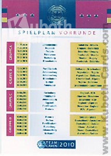 Football 2010/11 Panini DFB - No 73 - Schedule