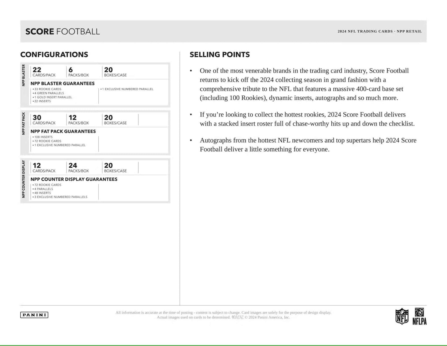 NFL 2024 Score Value Fat Pack