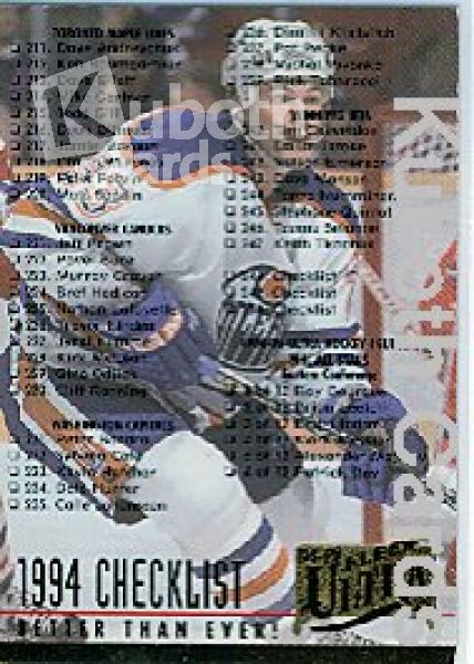 NHL 1994 / 95 Ultra - No 250 - Checklist