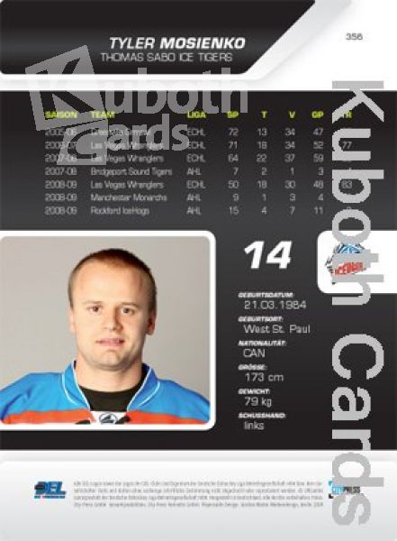 DEL 2009 / 10 CityPress Premium Silber - No 356 - Tyler Mosienko