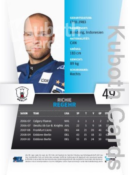 DEL 2010 / 11 CityPress - No 039 - Richie Regehr