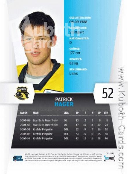 DEL 2010 / 11 CityPress - No 191 - Patrick Hager