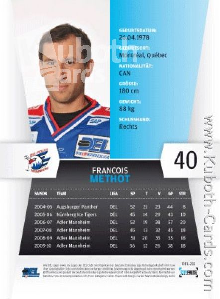 DEL 2010 / 11 CityPress - No 211 - Francois Methot