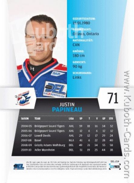 DEL 2010 / 11 CityPress - No 214 - Justin Papineau