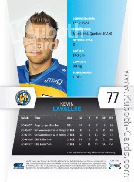 DEL 2010 / 11 CityPress - No 235 - Kevin Lavallee