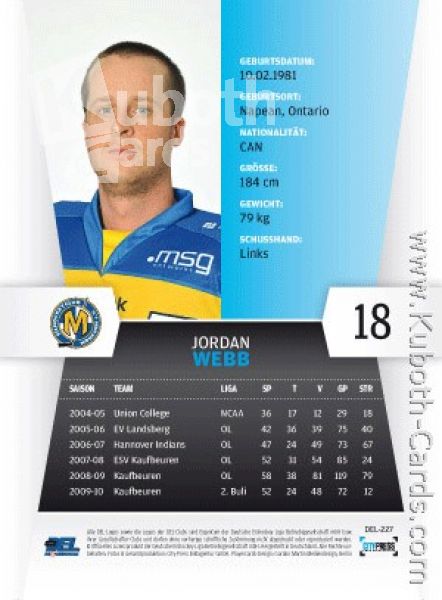 DEL 2010 / 11 CityPress - No 227 - Jordan Webb