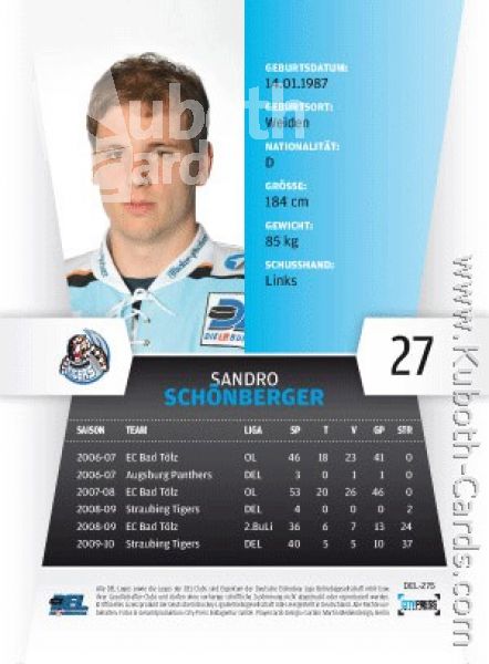 DEL 2010 / 11 CityPress - No 275 - Sandro Schönberger