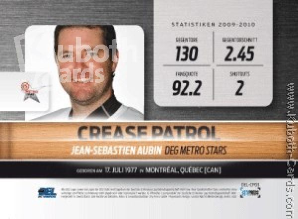 DEL 2010-11 CityPress Crease Patrol - No CP03 - Jean-Sebasten Aubin