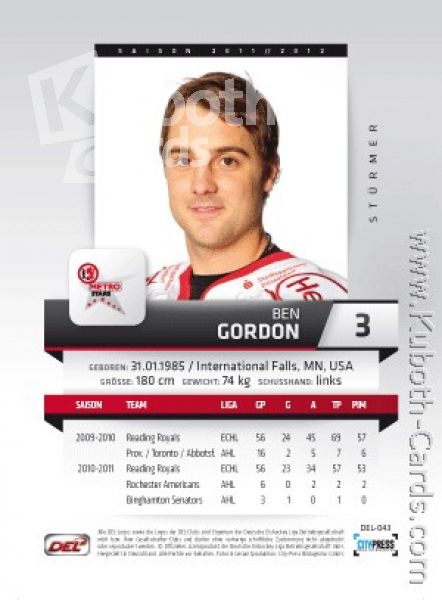 DEL 2011 / 12 CityPress - No 043 - Ben Gordon