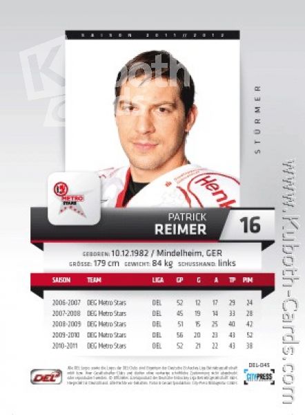 DEL 2011 / 12 CityPress - No 045 - Patrick Reimer