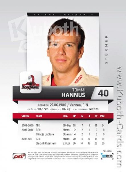 DEL 2011 / 12 CityPress - No 086 - Tommi Hannus