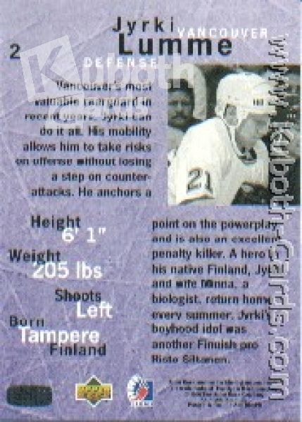 NHL 1995/96 Be A Player - No 2 - Jyrki Lumme