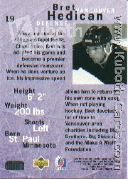 NHL 1995/96 Be A Player - No 19 - Bret Hedican