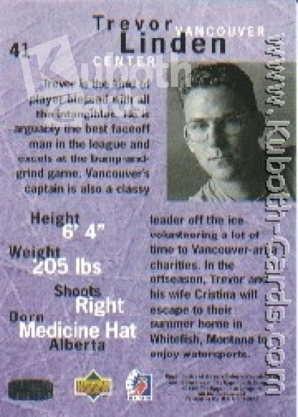 NHL 1995/96 Be A Player - No. 41 - Trevor Linden