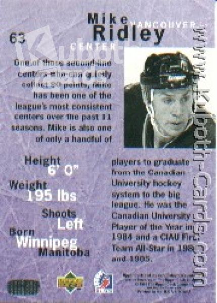 NHL 1995/96 Be A Player - No 63 - Mike Ridley