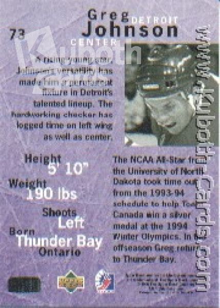 NHL 1995/96 Be A Player - No 73 - Greg Johnson