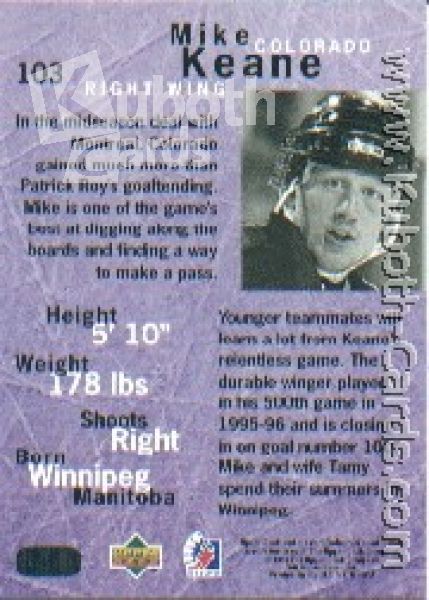 NHL 1995 / 96 Be A Player - No 103 - Mike Keane