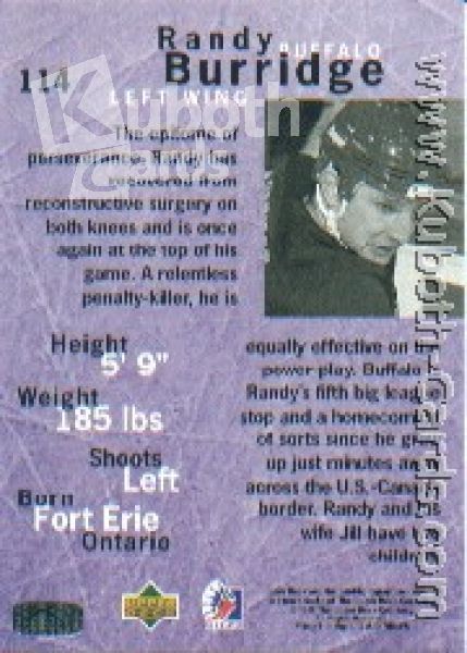 NHL 1995 / 96 Be A Player - No 114 - Randy Burridge