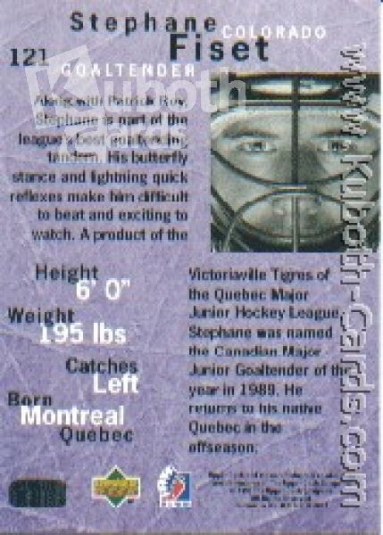 NHL 1995 / 96 Be A Player - No 121 - Stephane Fiset