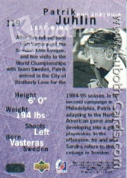 NHL 1995 / 96 Be A Player - No 119 - Patrik Juhlin