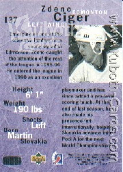 NHL 1995 / 96 Be A Player - No 137 - Zdeno Ciger