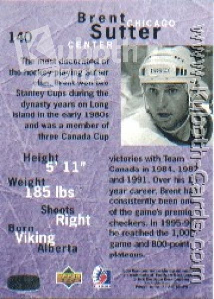 NHL 1995 / 96 Be A Player - No 140 - Brent Sutter