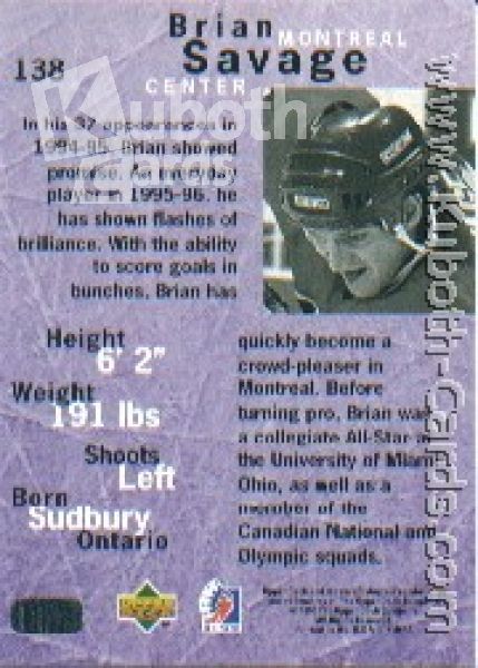 NHL 1995 / 96 Be A Player - No 138 - Brian Savage